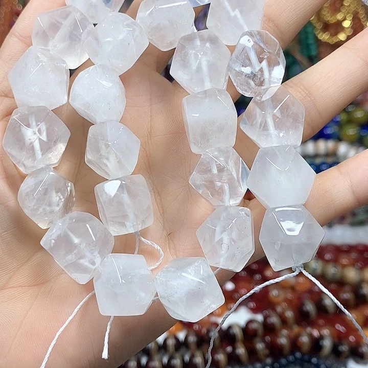 玛瑙/玉髓未镶嵌珠宝半成品天然白水晶卡14mm