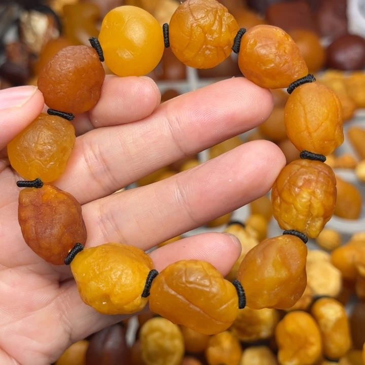 琥珀未镶嵌裸石天然蜜蜡手串