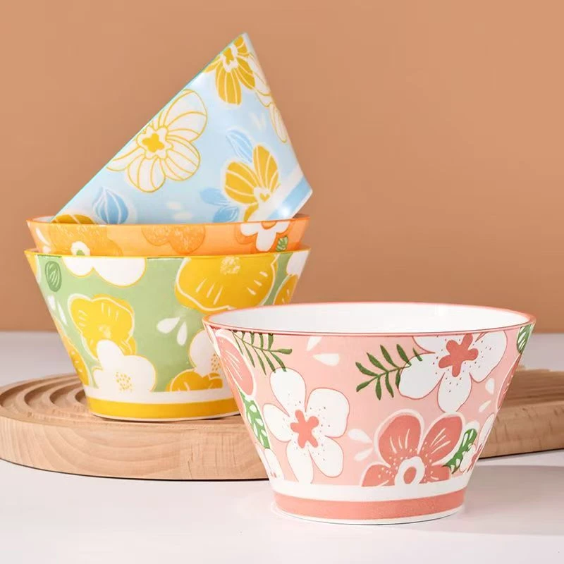 花漾年华5英寸米饭碗高温瓷釉下彩4只装