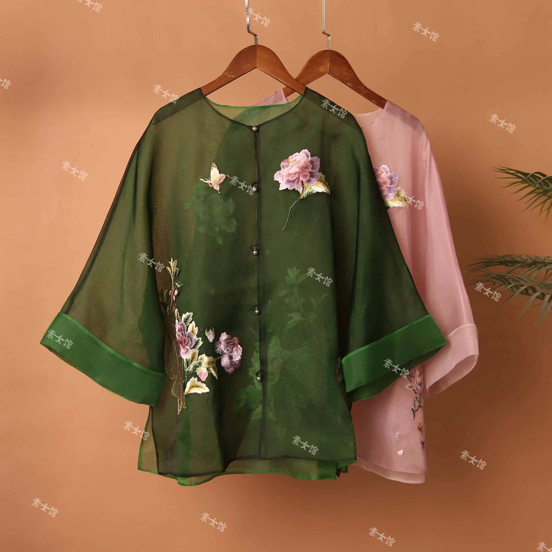 素女馆新品复古新中式刺绣外套