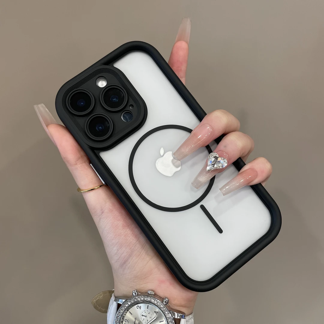 极简ins风纯色肤感磁吸适用iPhone17手机壳16pro二合一15防摔14pm