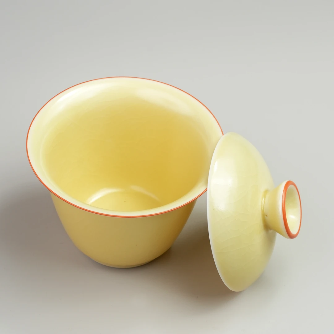 徐孝丰汝窑-蜜蜡大师盖碗 福袋