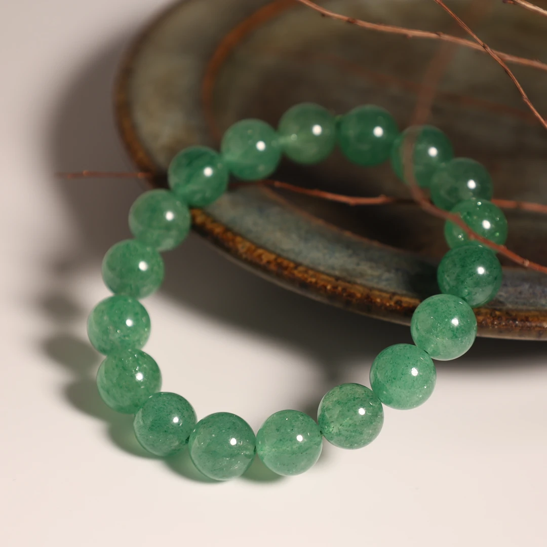 天然草莓晶9-10mm绿草莓水晶手串多样性发其一