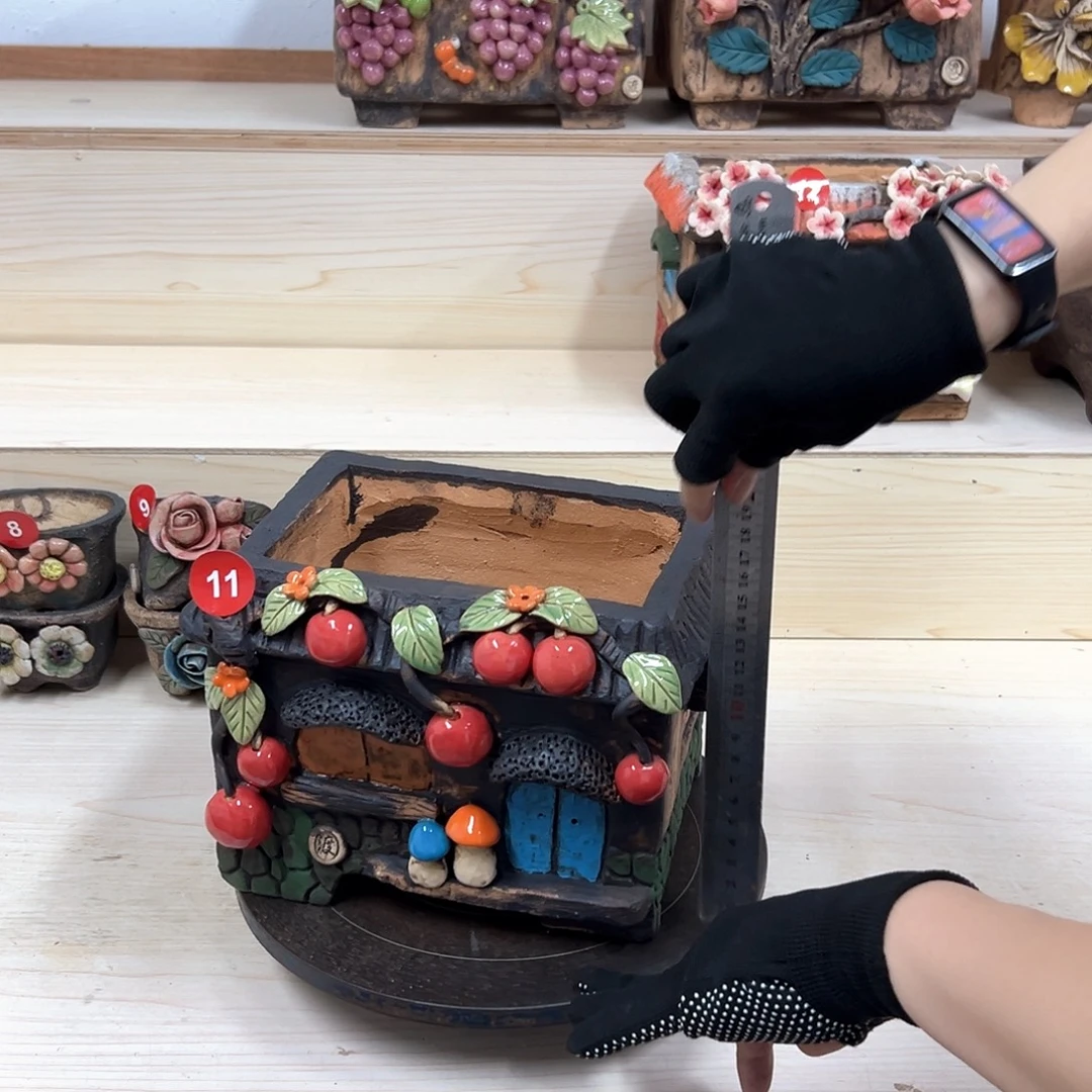 紫砂花盆11号内口18外高16