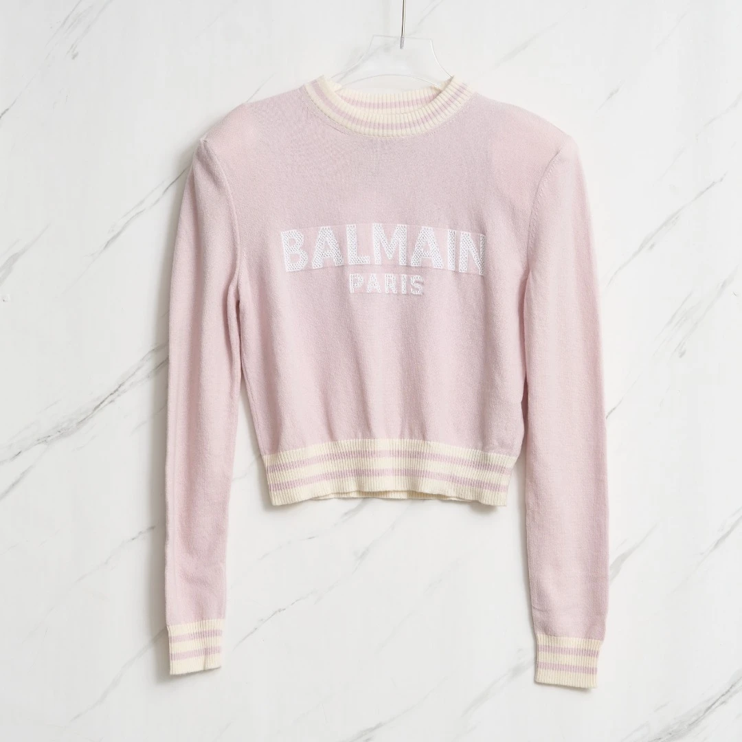 Balmain女士字母短款针织衫B2GU00030