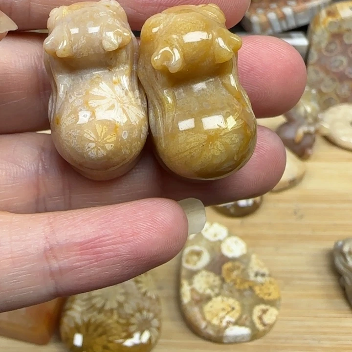 硅化玉未镶嵌颈饰一对