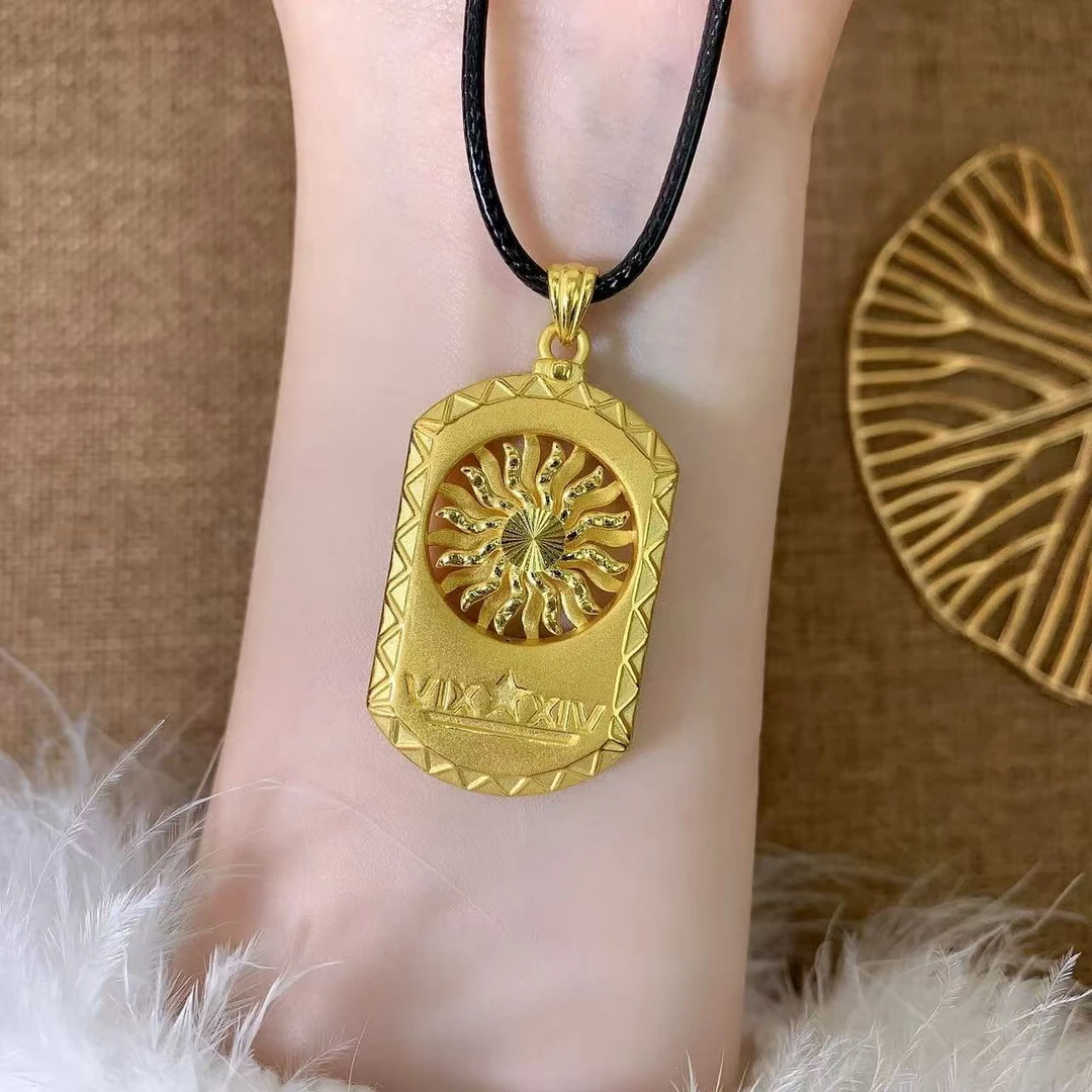 【伟新源】足金999 硬金精品  转转太阳方牌（不含绳）