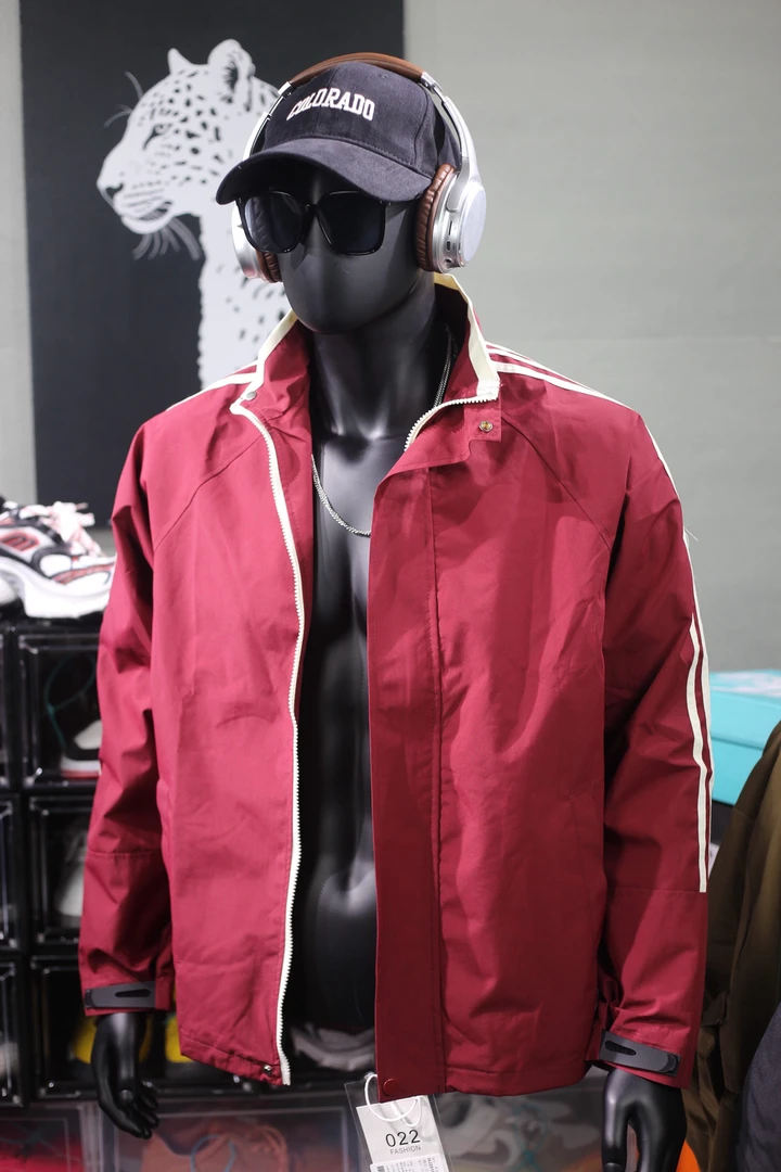 美式条纹拼接翻领外套男百搭潮流宽松上衣夹克男款