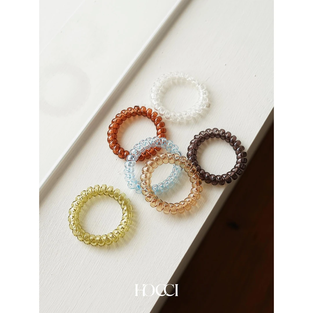 6只装果冻系电话线发圈头绳高弹力电话绳发绳皮筋耐用无痕不勒发