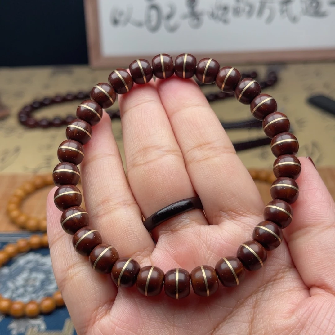 紫金鼠手串一线天汉堡珠9