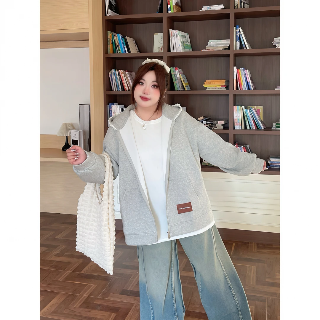 花契"佛罗伦萨"大码女装秋季简约200斤胖mm美式复古外套4348-C