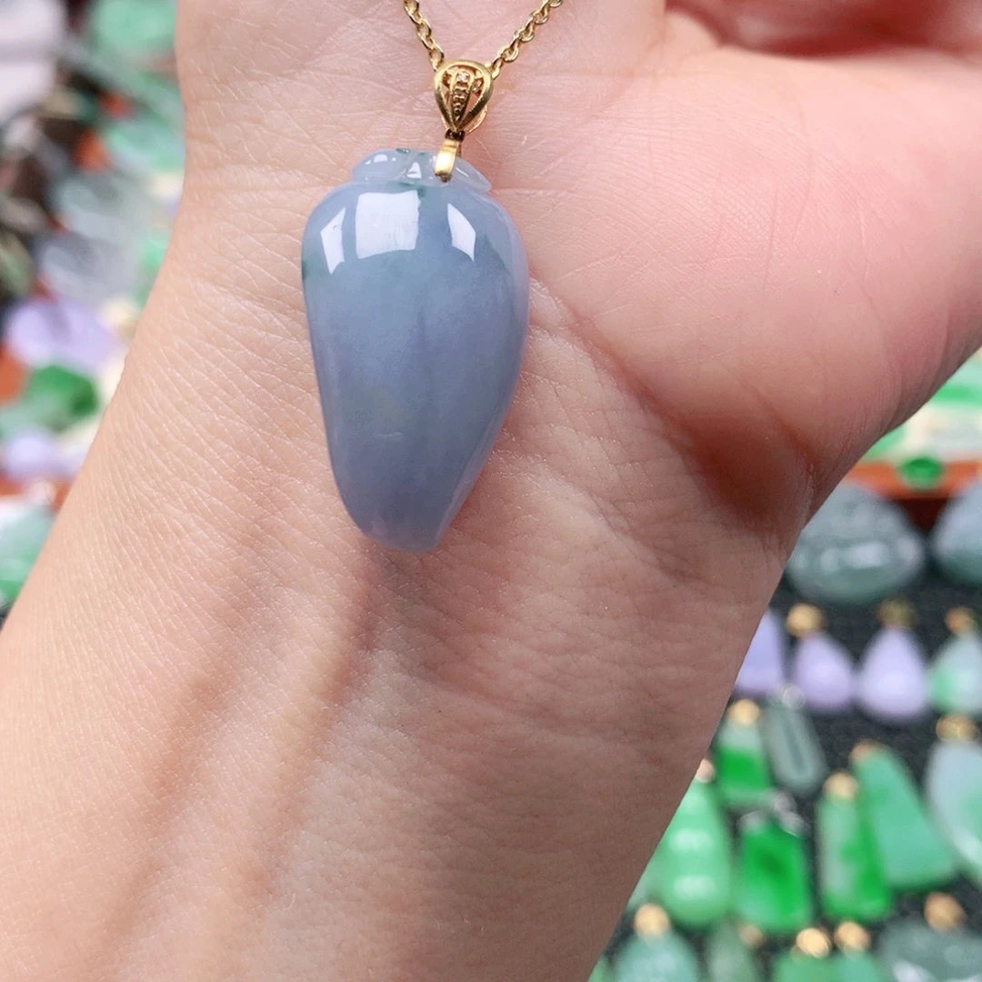 吊坠(不含链)18K金镶嵌翡翠