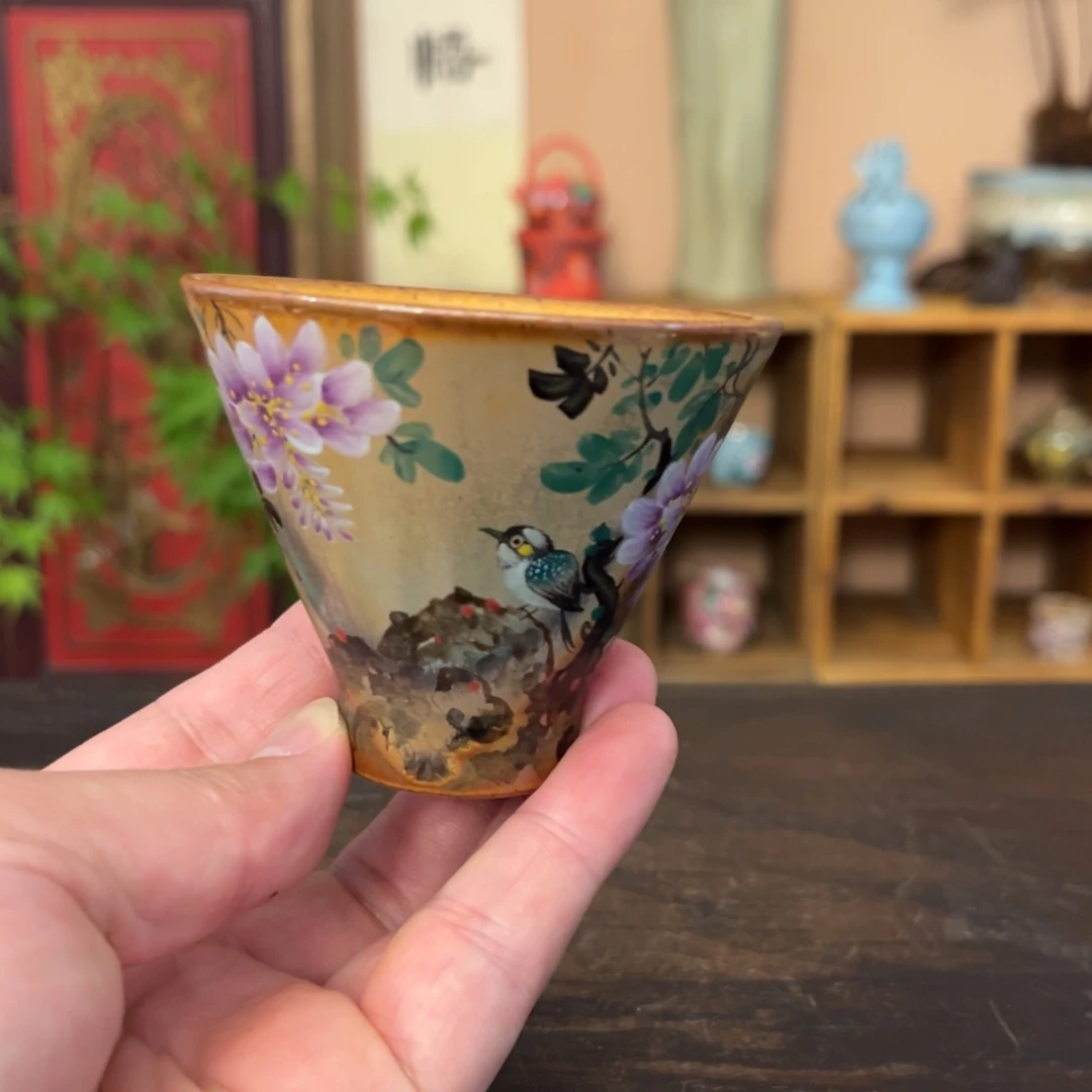 杯柴烧纯手工手绘陶瓷