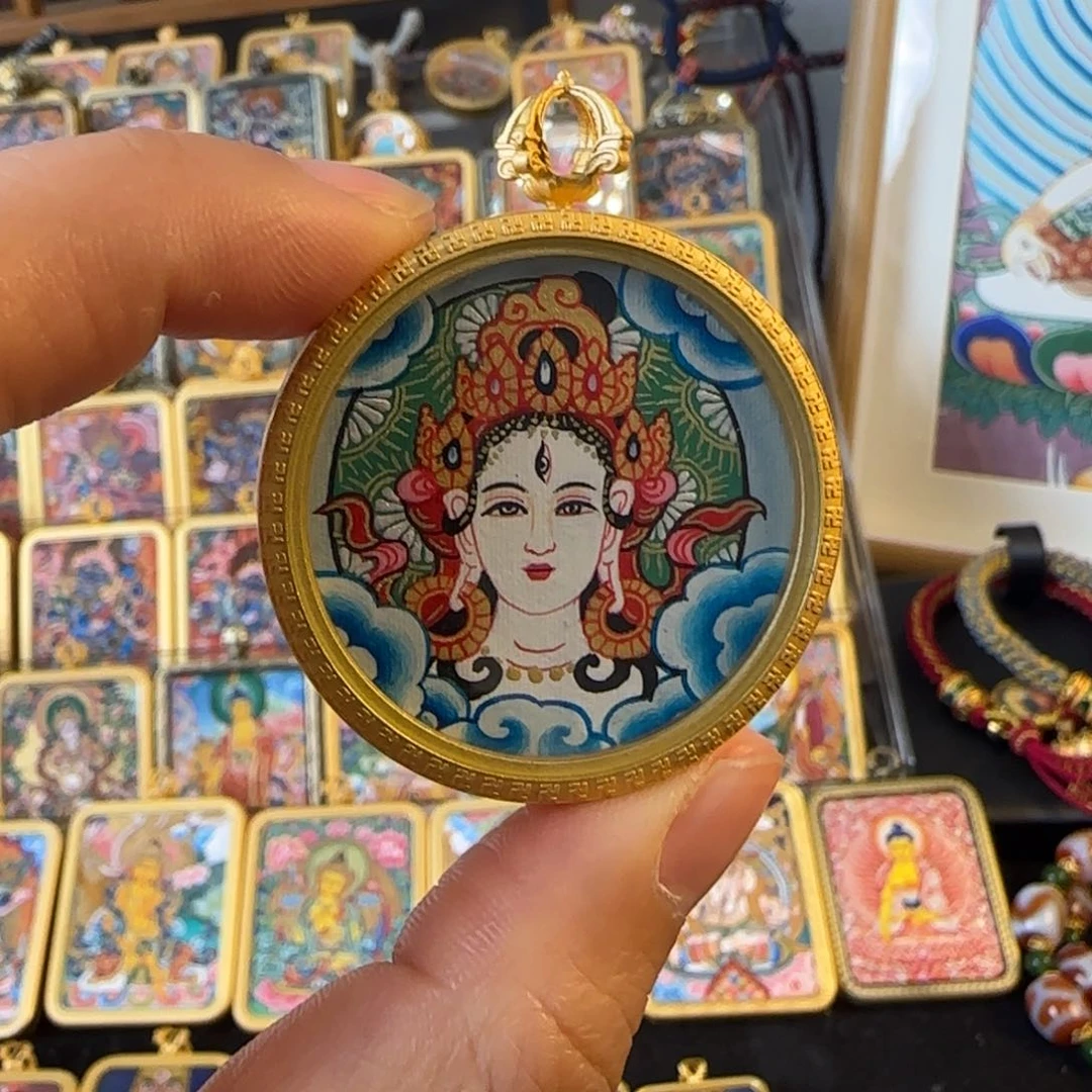 吊坠白度母➕观音热贡唐卡