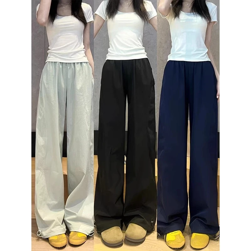 美式工装裤女夏季薄款2025新款高腰宽松垂感显瘦小个子速干运动裤