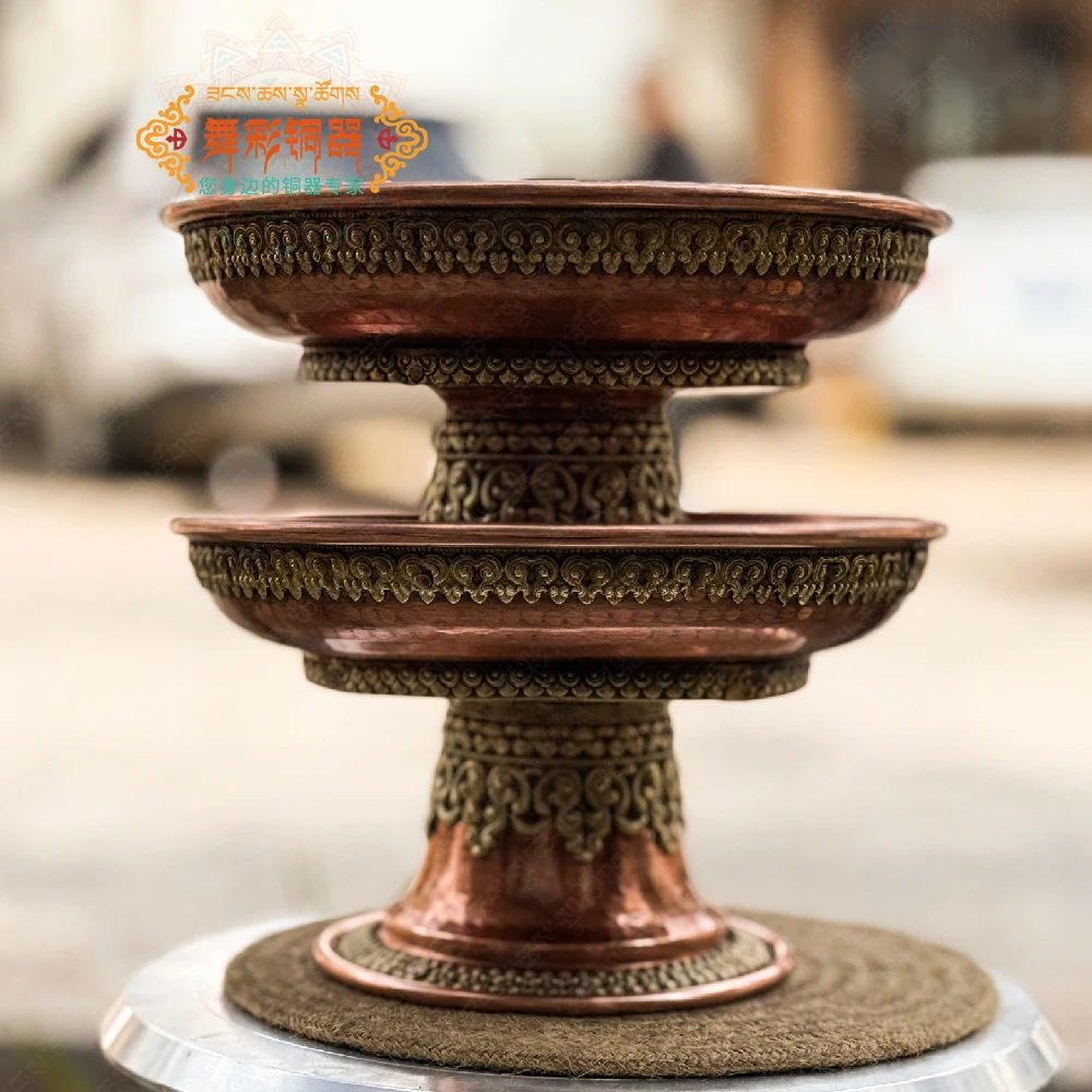 舞彩少数民族手工铜果盘供盘子中等盘子纯铜网红家居装饰品