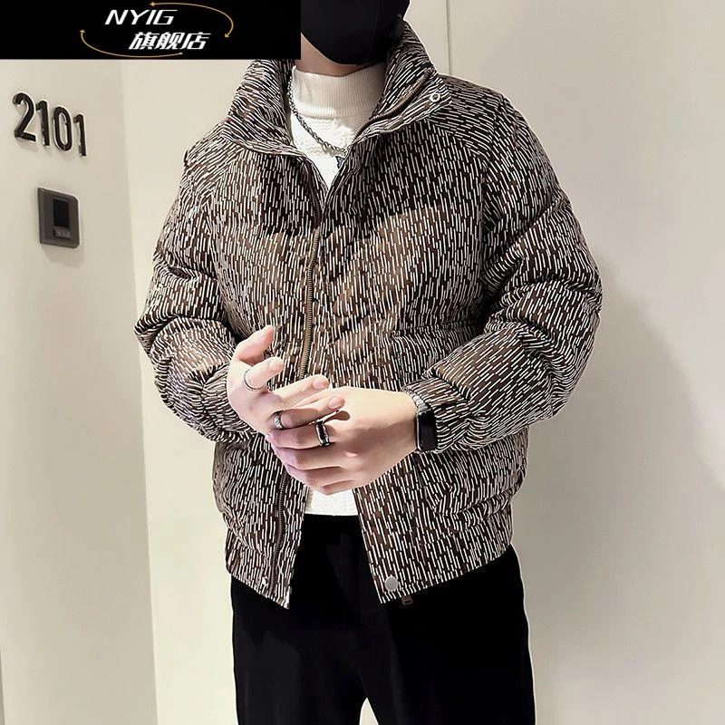 NYIG冬季潮牌棉服男休闲痞帅立领加厚短款棉衣新款男士冬装棉袄子