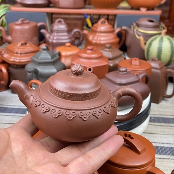 紫砂茶壶云肩如意150cc原矿一厂老底曹青