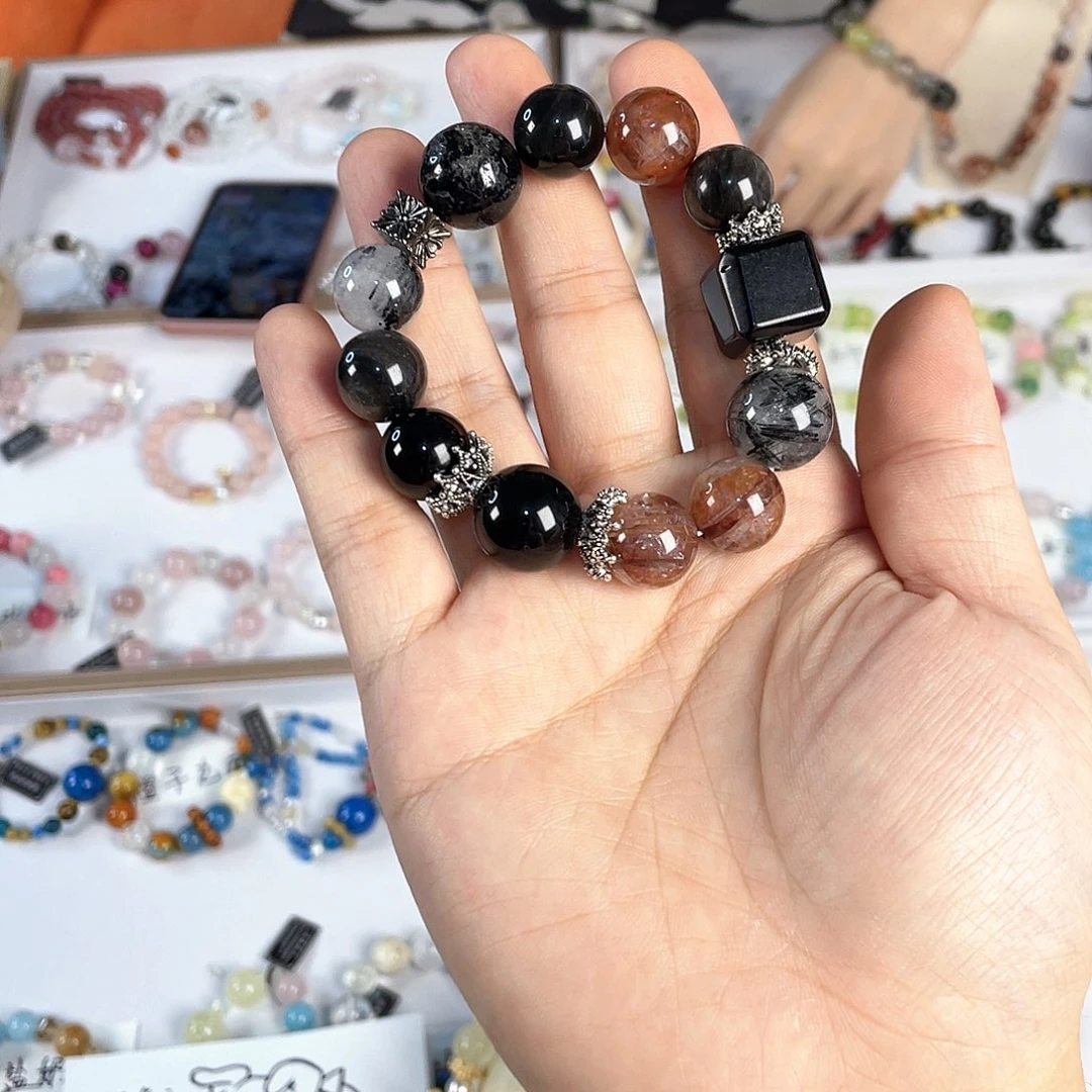 水晶手链银S925镀金镶嵌