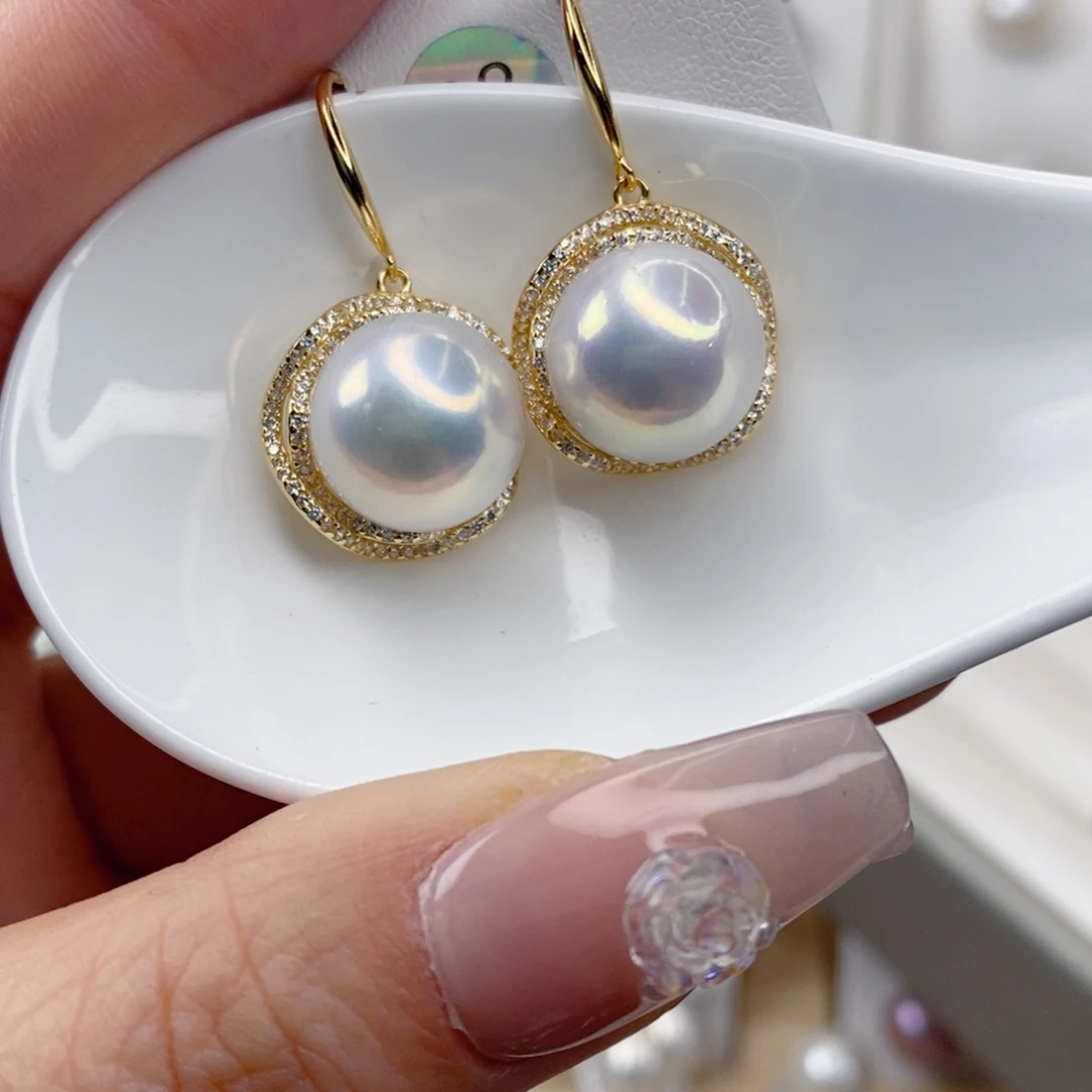 淡水珍珠耳饰银S925镶嵌J****O