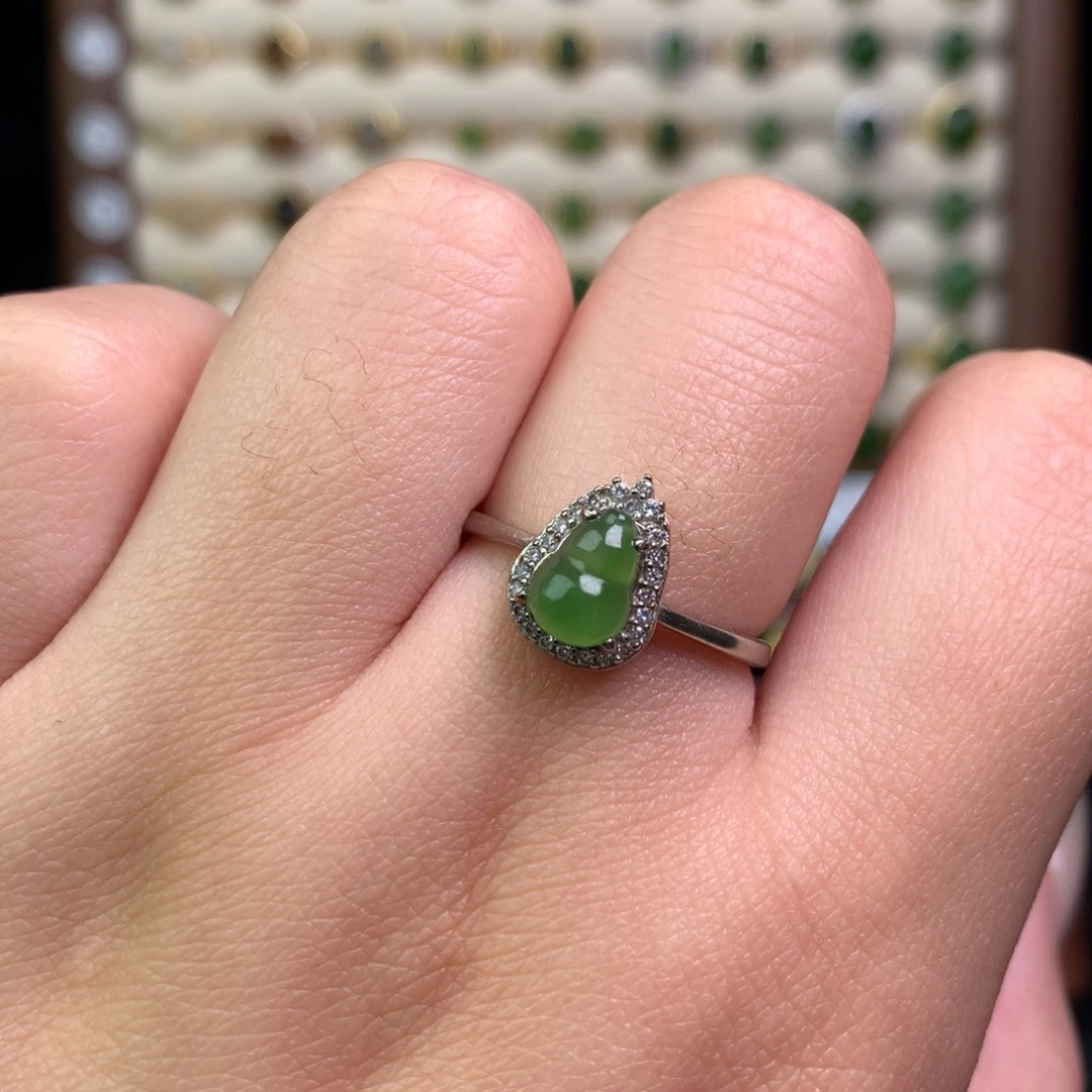 和田玉银S925镶嵌戒指