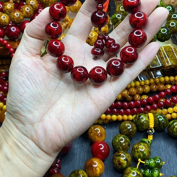 松木琥珀木文玩手串