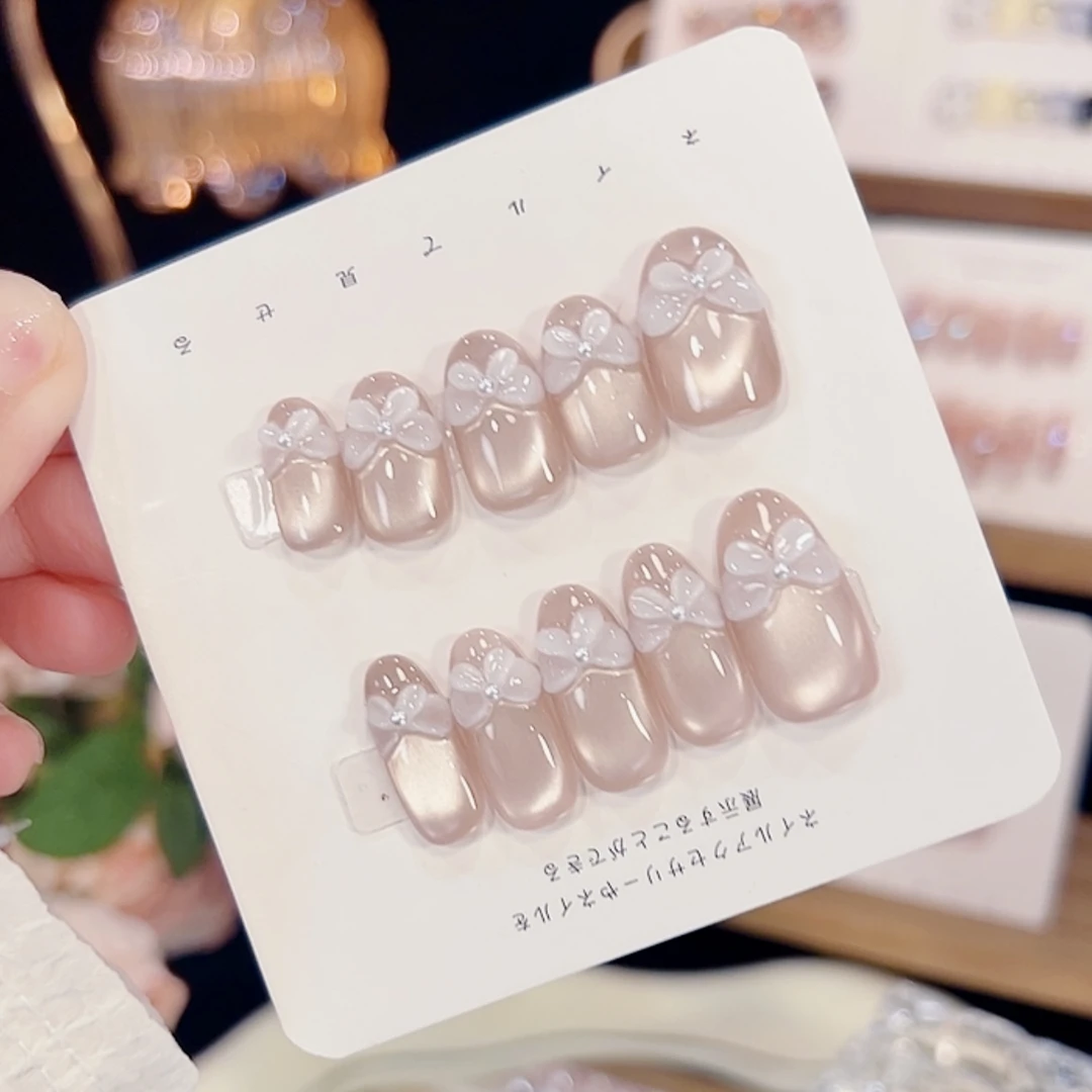 【福蝶春意】纯手工穿戴甲美甲可拆卸指甲贴片10片装7A