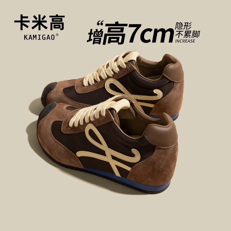 7CM内增高德训鞋女鞋2025春夏小个子复古拼色阿甘鞋KM-W1518-3