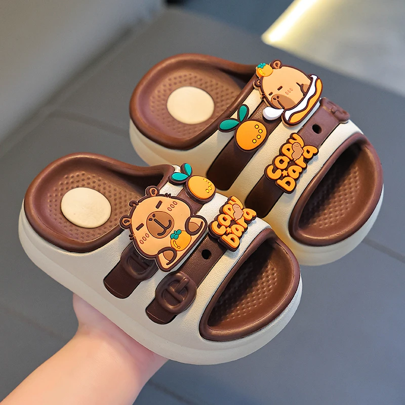 儿童拖鞋卡皮巴拉夏季新款男童室内防滑洗澡中大童宝宝女童凉拖鞋