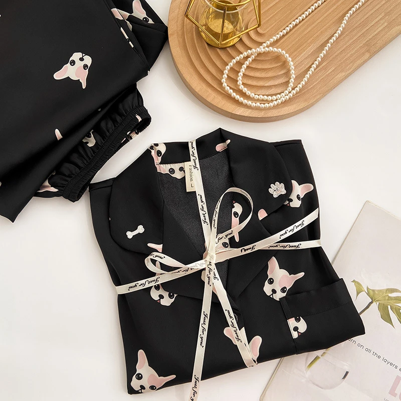 Baldauren明星同款小奶狗情侣睡衣网红冰丝可爱男韩版短袖家居服