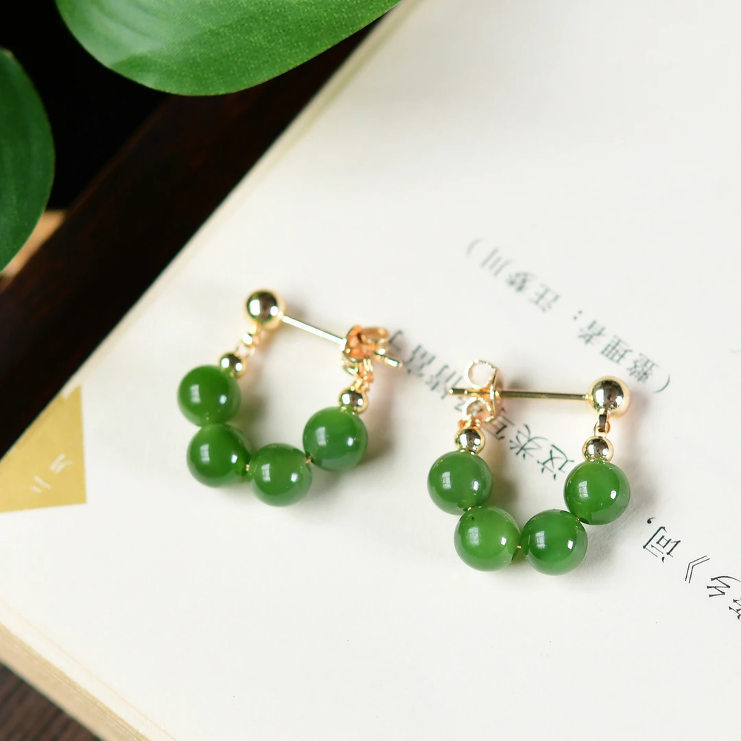 天然碧玉耳钉多样性发一