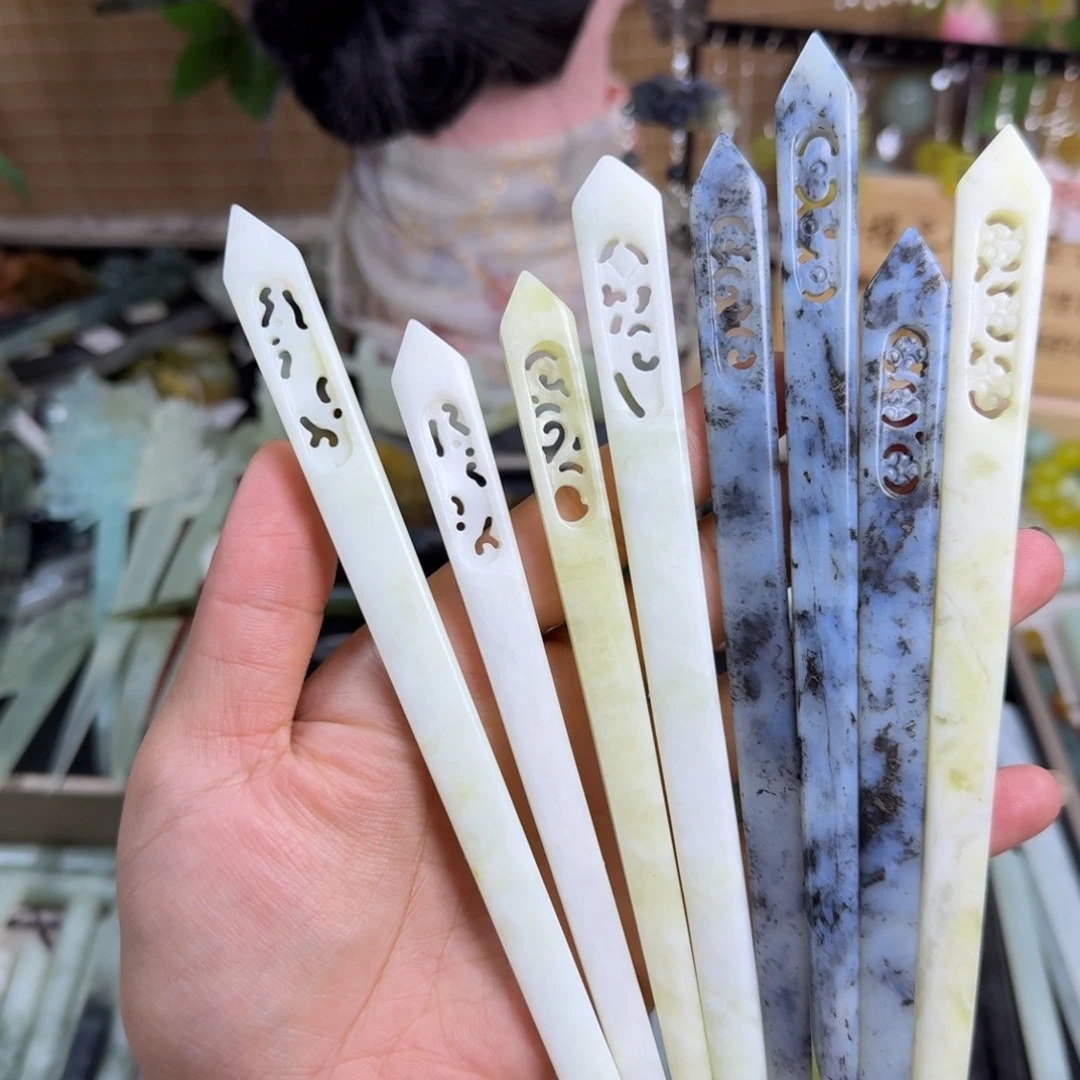 蛇纹石玉未镶嵌发饰单支