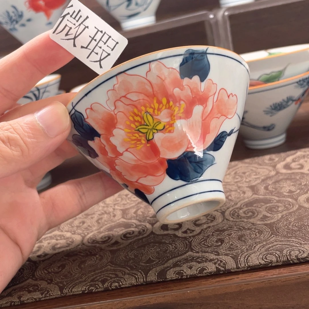 釉下手绘茶具微瑕