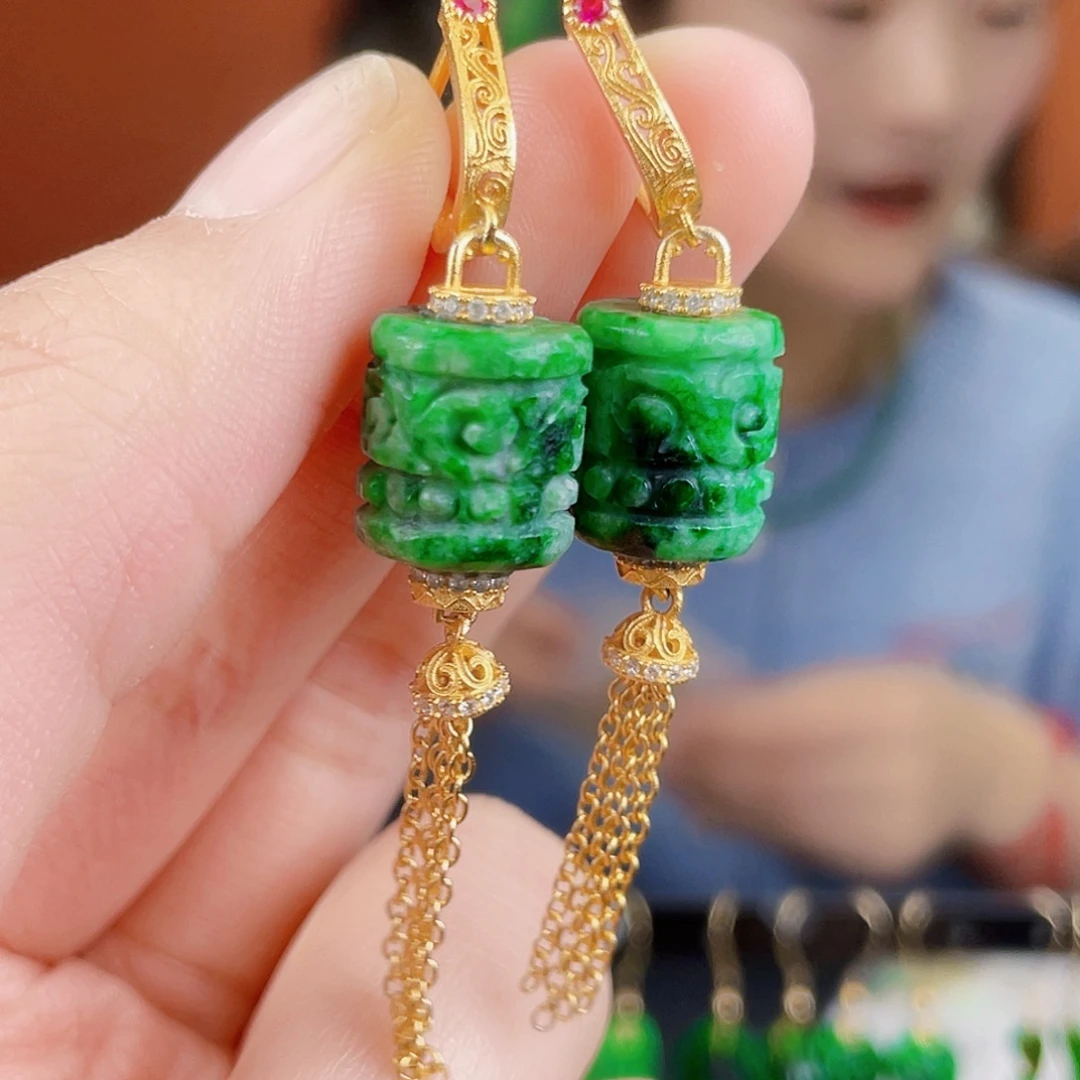 翡翠银S925镶嵌耳饰