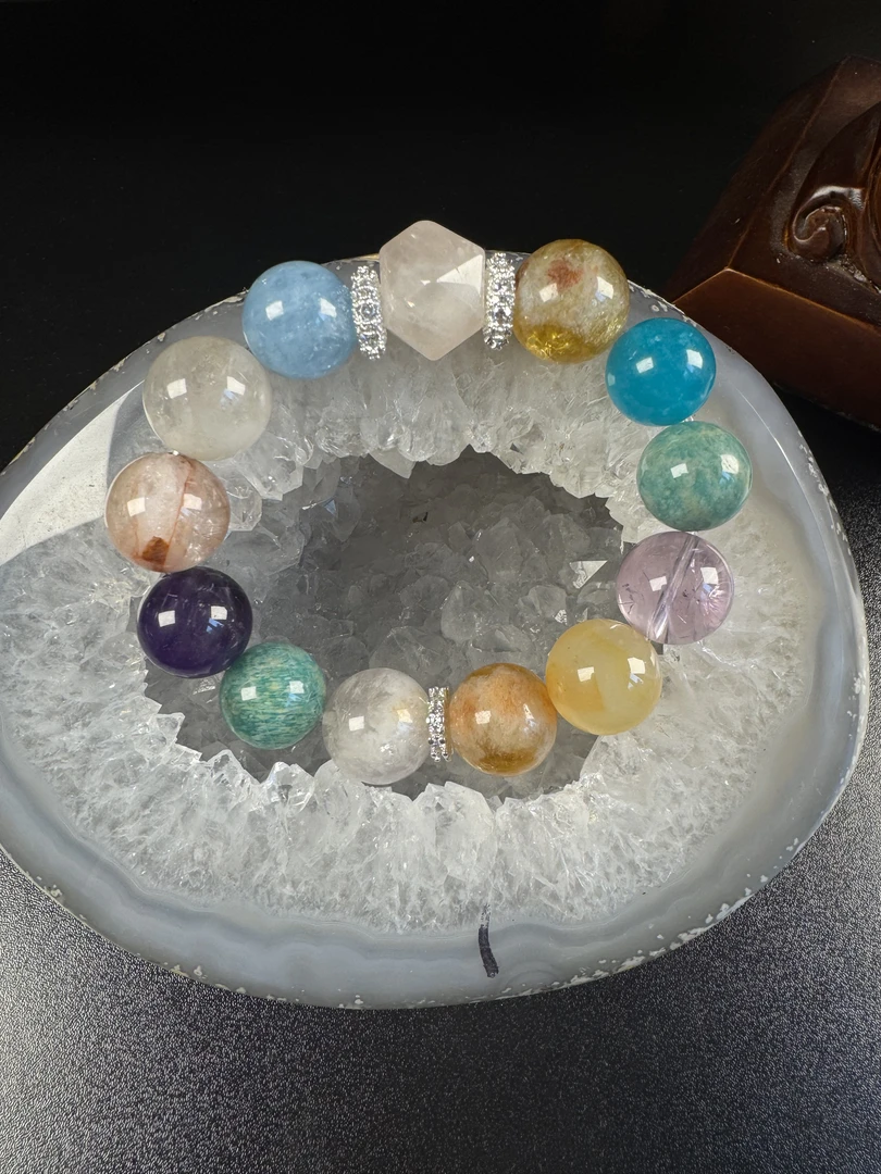 天然水晶diy原创多宝水晶手串卡14-16mm