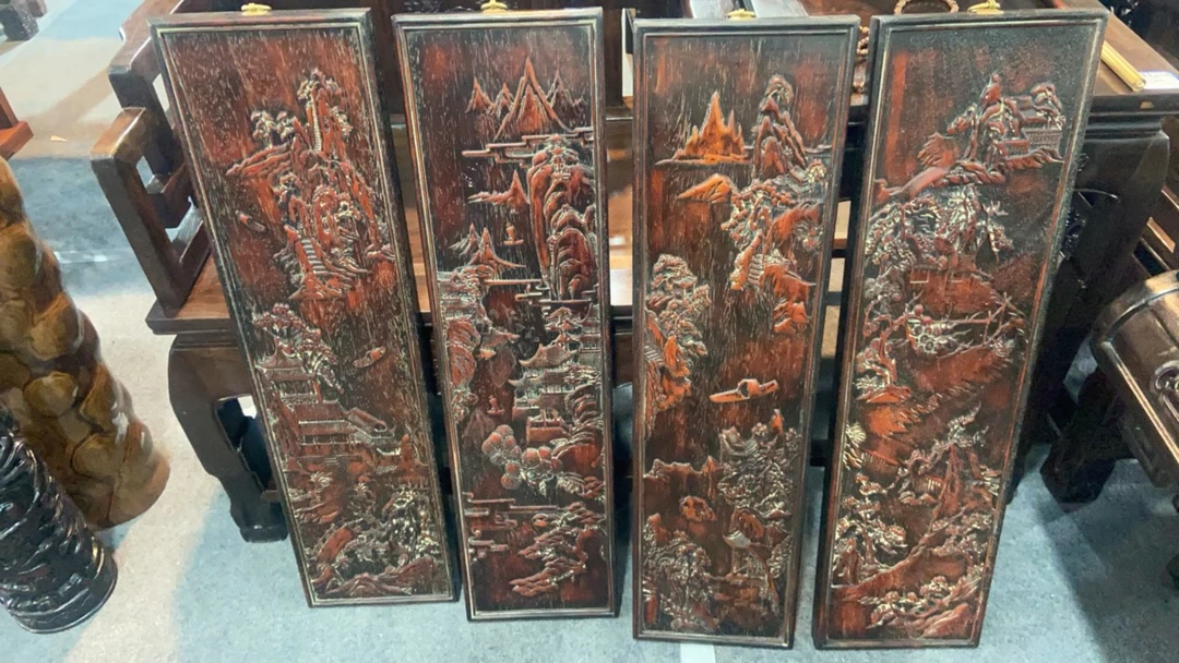 特色手工艺 木艺 四条屏