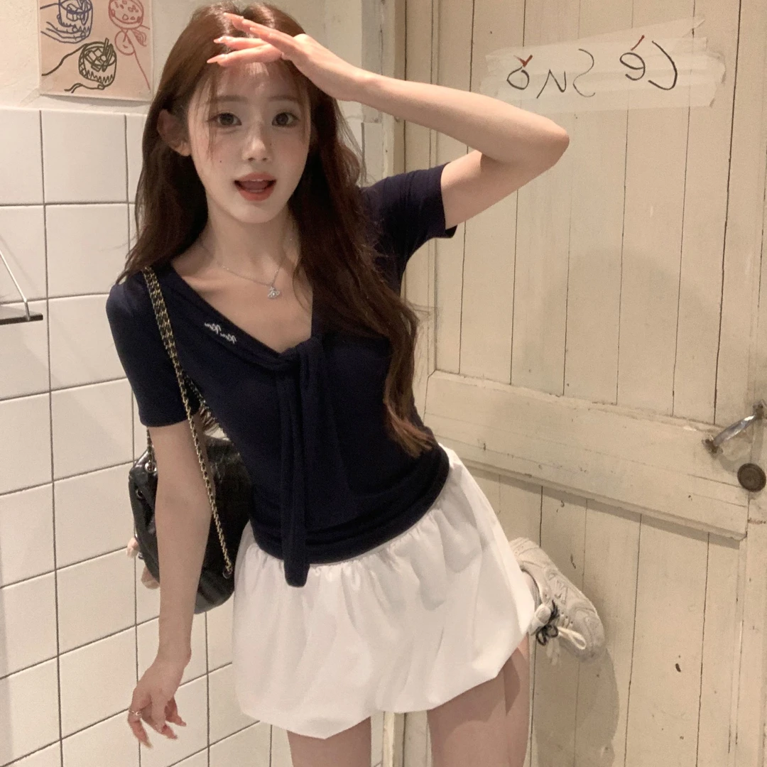 Zzhen【纽约美术馆】美式假两件披肩T恤修身显瘦上衣DTX697