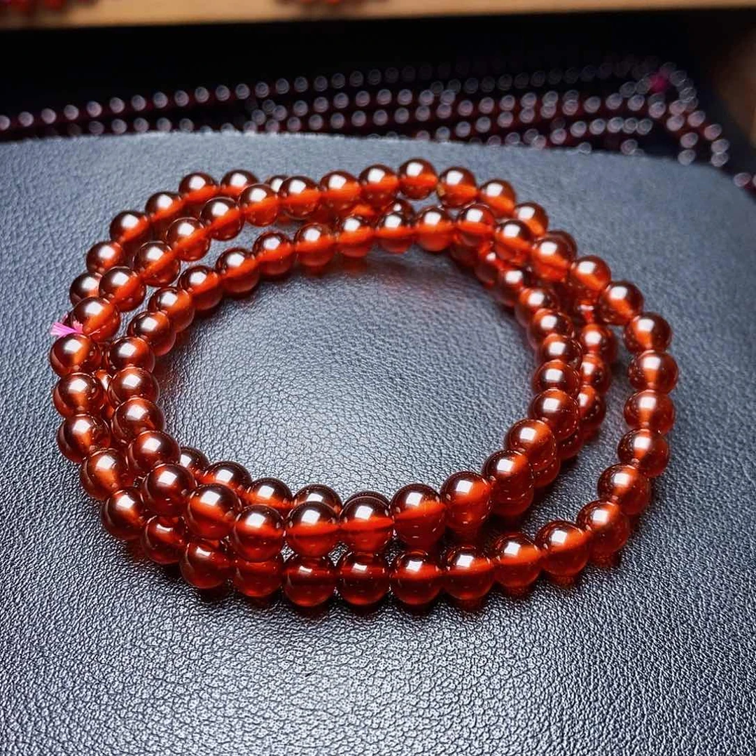 未镶嵌手链石榴石?****雨6.0橙红3圈毕业级