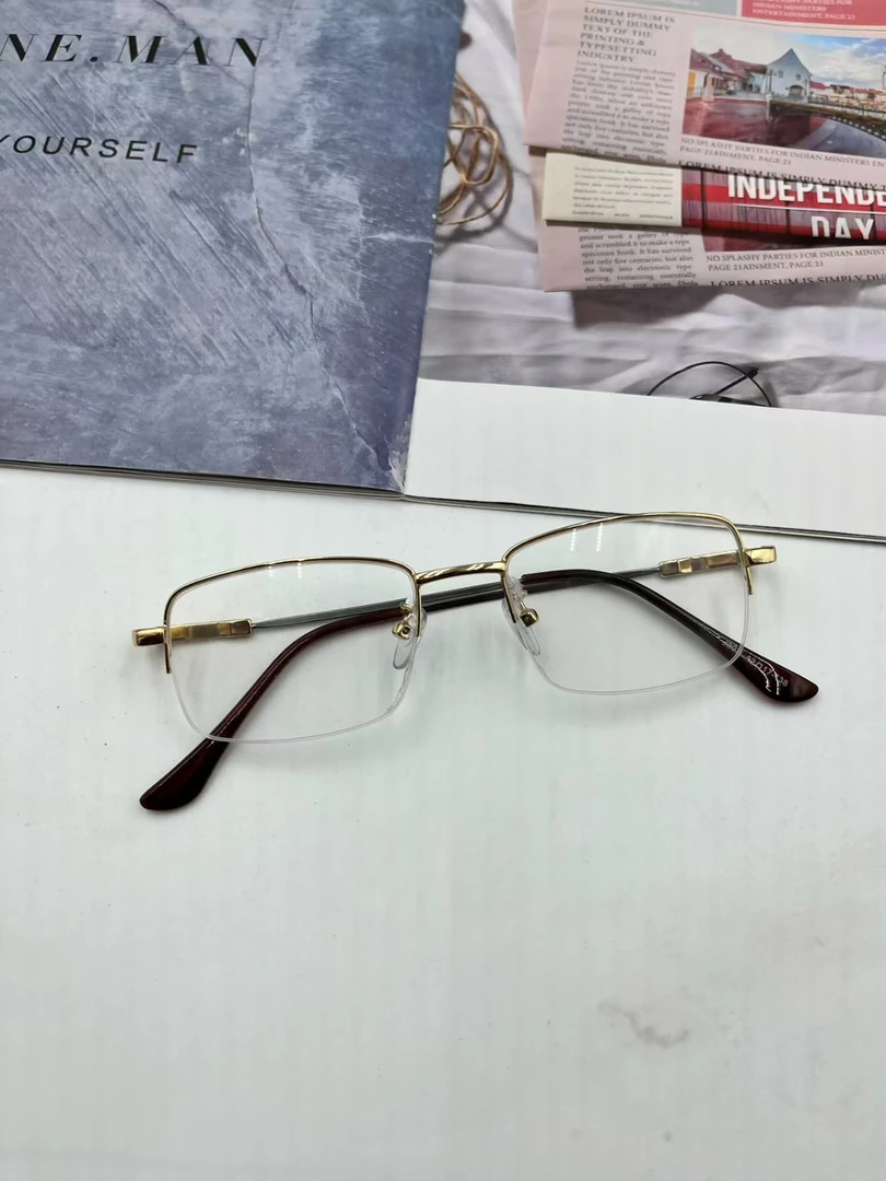 金色记忆腿镜架男款半框超轻百搭复古