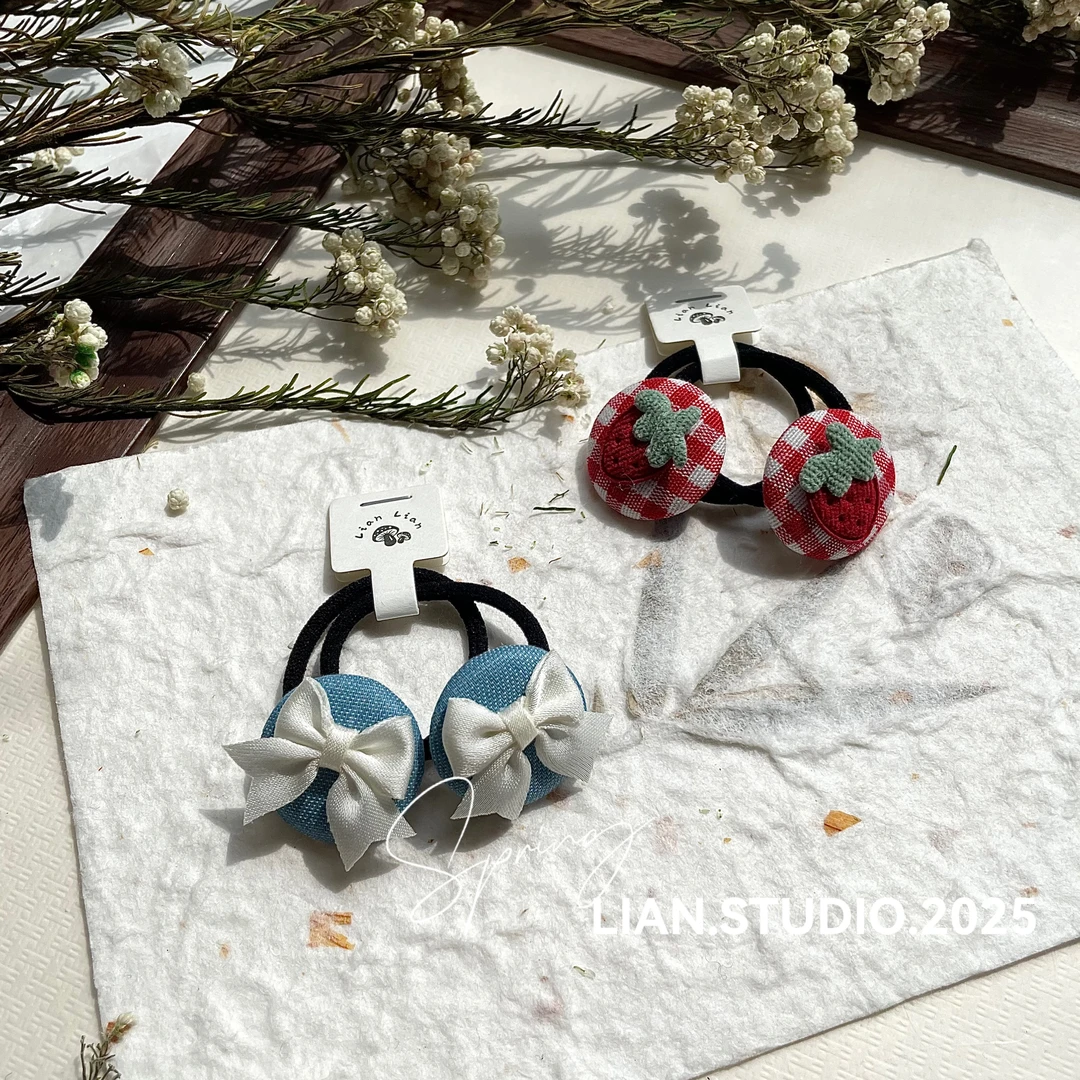 红格草莓/牛仔白结 全店凑满19.9包邮 Lian家原创 两指发绳 D-087