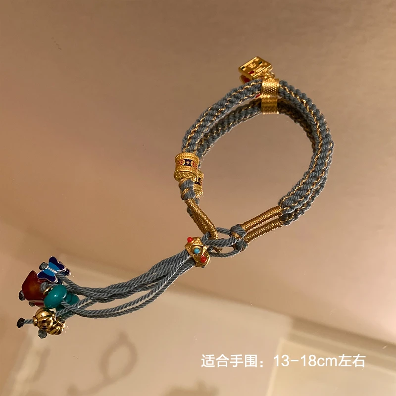 合金布艺手链 编绳手链饰品手工彩色小众民族风手绳8627-06