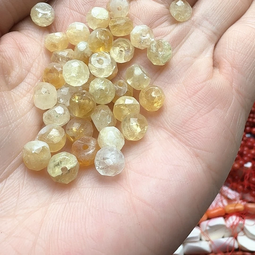 玛瑙/玉髓合金珠宝半成品福利40颗7m黄水晶切面算盘