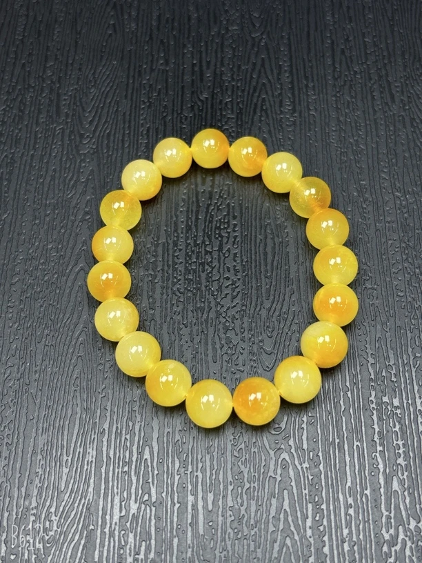 A21 鸡油冰黄飘花手串卡10mm手串 鸡油黄轻奢女款气质百搭玉手串