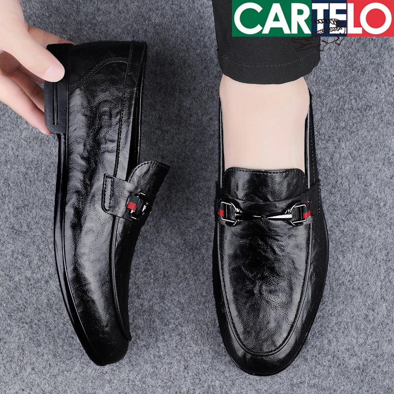 CARTELO/卡帝乐鳄鱼夏季时尚豆豆鞋透气商务潮流休闲皮鞋春季