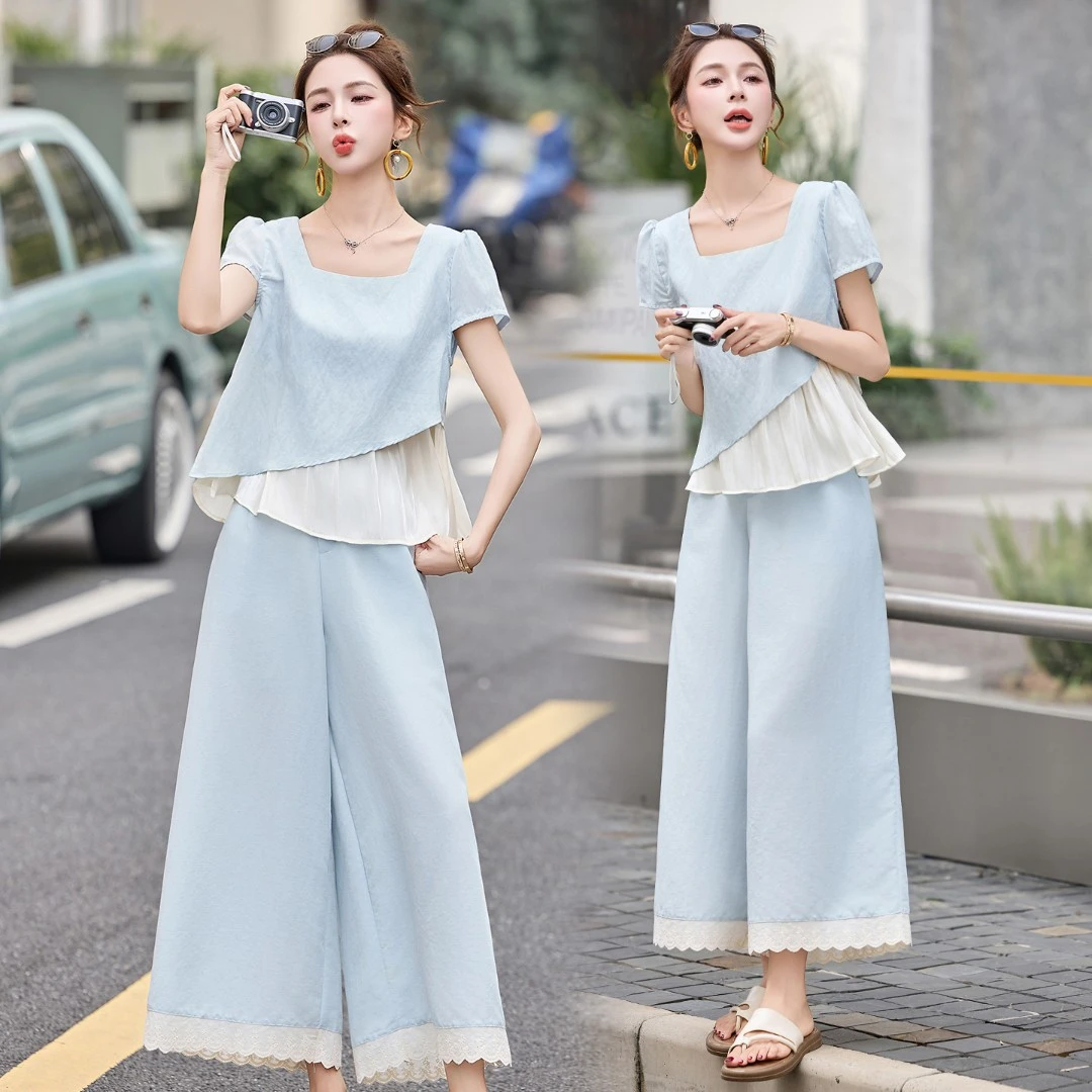 巨好看的夏装一整套套装女2025夏季新款软实力风穿搭阔腿裤两件套