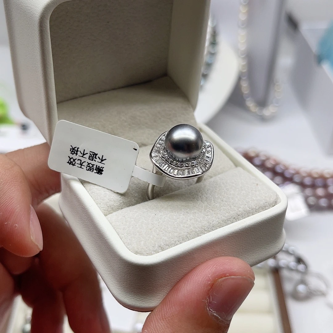 戒指海水珍珠银S925镶嵌