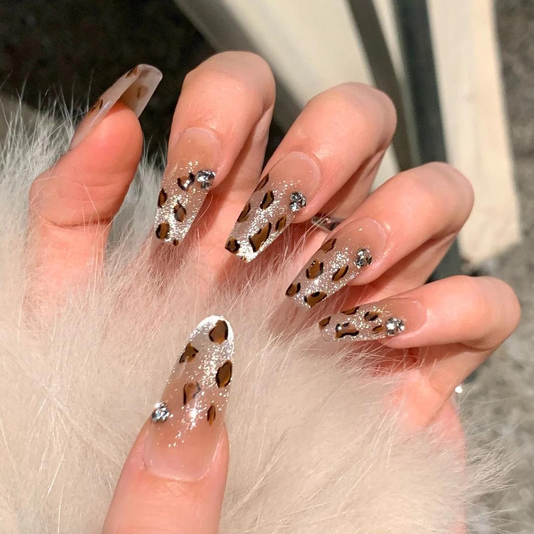 【美拉豹纹】哈哈公主纯手工定制穿戴甲显白高级法式ins气质温柔