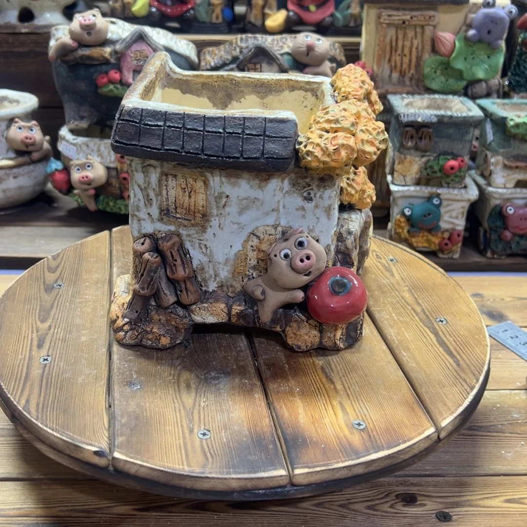 红陶阿***?嘻哈多肉花盆