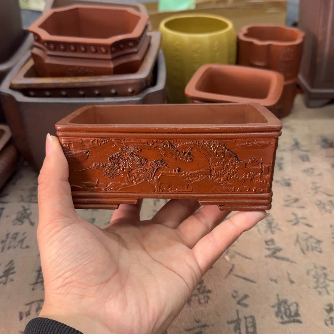 紫砂花盆宜兴紫砂正品花盆14x10x4.8