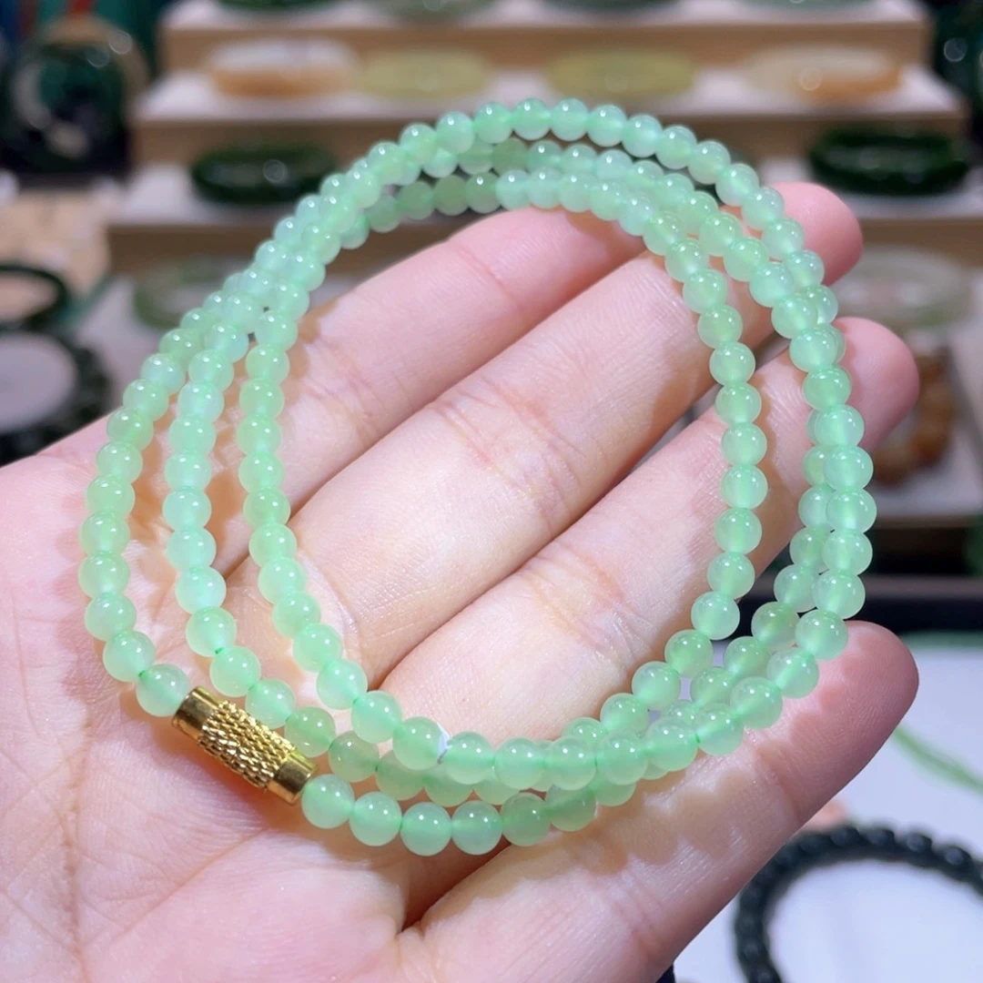 和田玉未镶嵌颈饰高品冰翠108